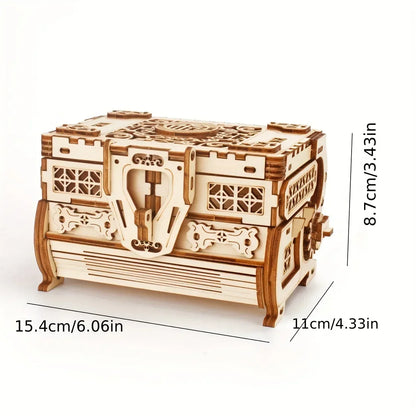 3D Wooden Mechanical Jewellery Box Puzzle (treasure box)