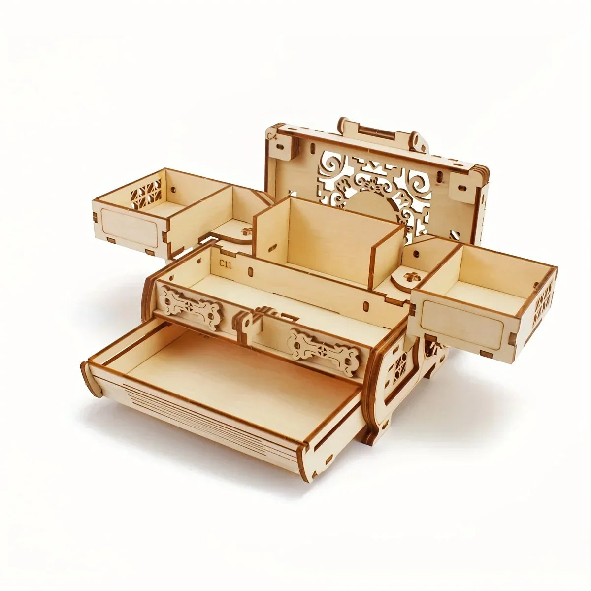 3D Wooden Mechanical Jewellery Box Puzzle (treasure box)