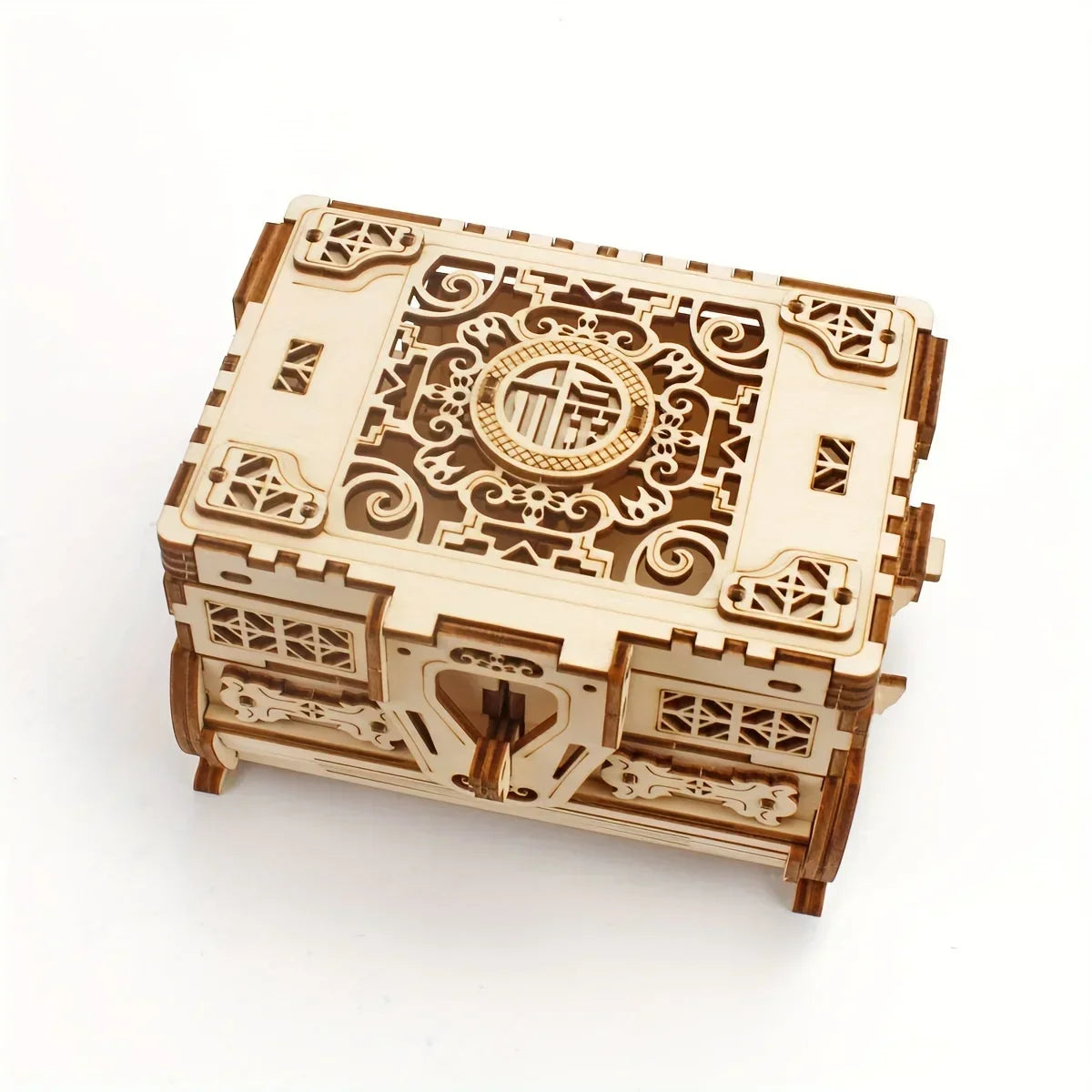 3D Wooden Mechanical Jewellery Box Puzzle (treasure box)