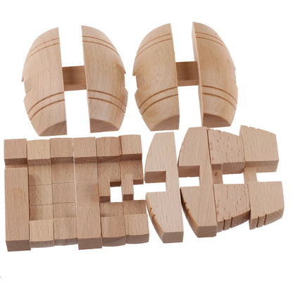 wooden barrel puzzle close up wood display